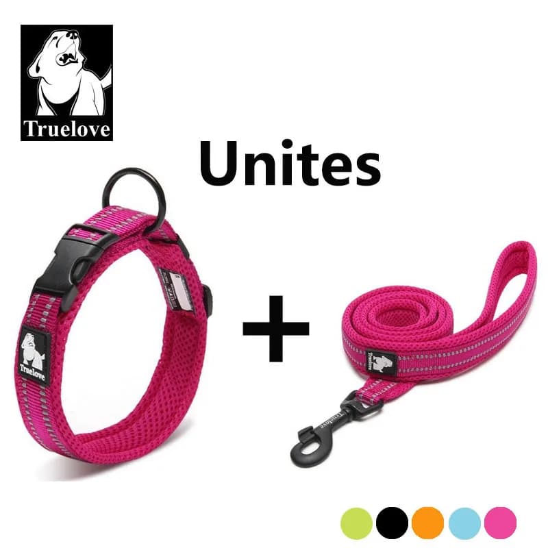 Truelove Easy On Pet collare e guinzaglio per cani Set regolabile imbottito in Nylon riflettente per cani di taglia piccola e media che si allenano a piedi