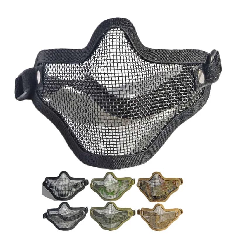 Mezza maschera tattica in filo di acciaio metallico Maschera da scherma anti-impatto a basso tenore di carbonio Airsoft Paintball Protezione Maschera a rete in rete