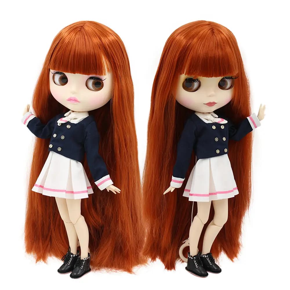 ICY DBS Blyth Doll 1/6 bjd giocattolo 30 cm capelli castani rossi pelle bianca corpo articolare faccia opaca ragazza regalo ob24 bambola anime