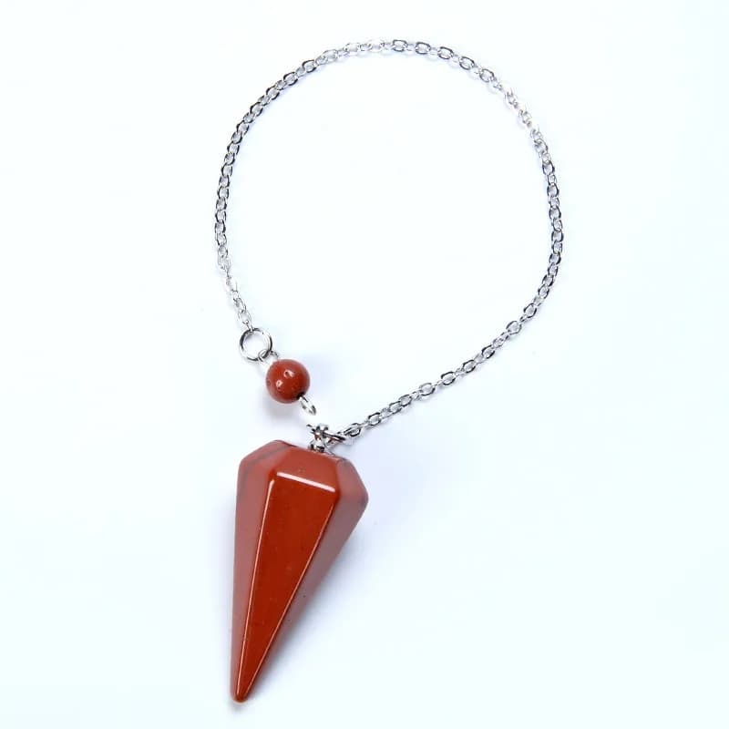 Pietra naturale Rosso Guarigione Gemma Gioielli In Pietra Reiki Piramide Esagonale Pendolo Del Pendente Della Catena Amuleto per le Donne Degli Uomini