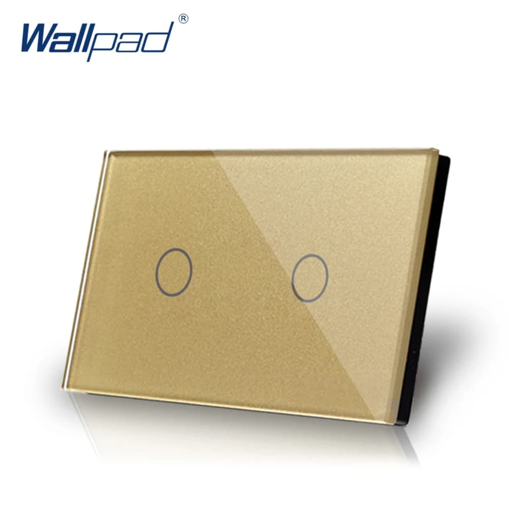2 Gang 2 Way US/AU Standard Wallpad di Tocco Interruttore Della Luce Dello Schermo Oro di Cristallo di Tocco di Vetro Doppia di Controllo Intelligente interruttore della parete 2 Gang