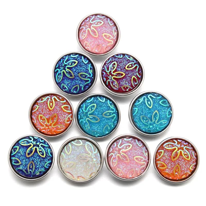 10 pz/lotto Misto 18mm Fiore Resina Bottone A Pressione Presse Bottoni Scatta Pendenti e Ciondoli Misura Braccialetti A Scatto Gioielli FAI DA TE ZD061