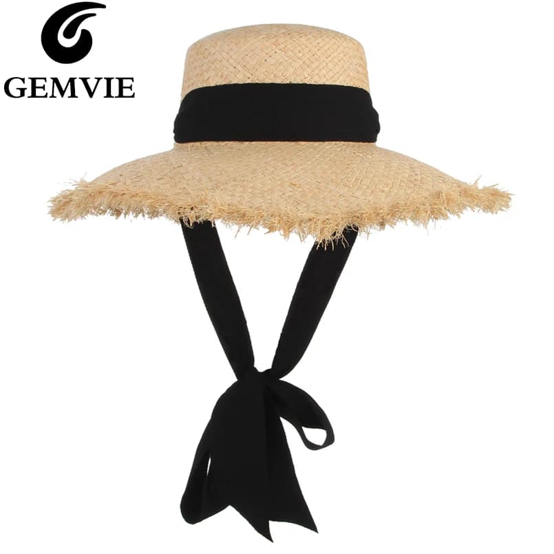 Gemini Facts Handmade Rafia Fabric Paglia Hat for Women in Tesa Larga Floppy Summer Sun Hats Mrs. Cap Beach Hats with The Mento alla Moda Della Cinghia
