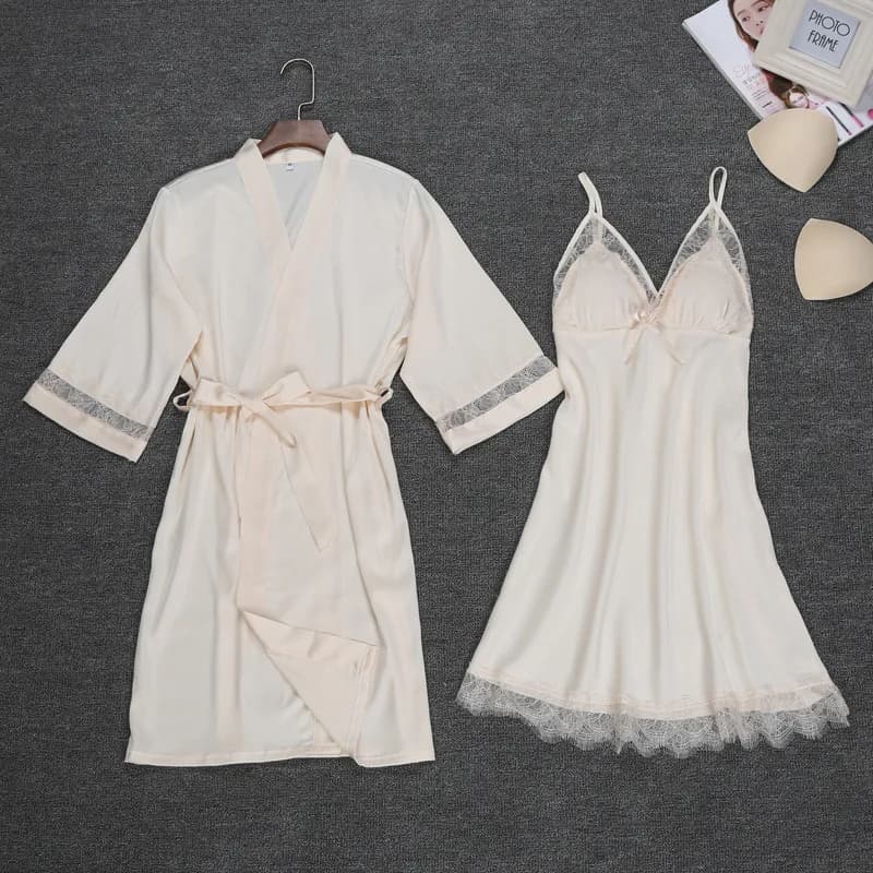 Sexy Women's Nightwear Top Pijama Summer Dress Two Piec Nightwear Set Casual Clothing For Home Sleep Dresses Kimono Bathroom Dress