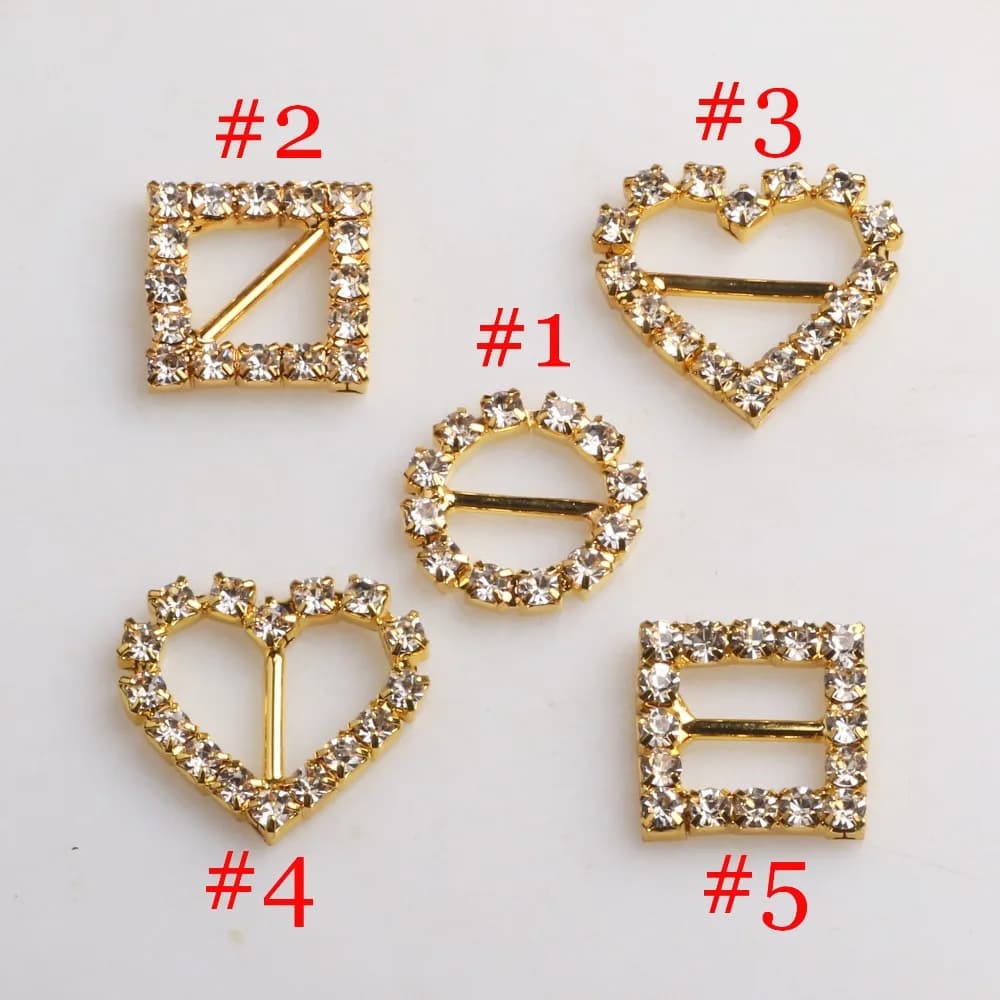 10 pezzi/pacco mix fibbie con strass dorati fibbie scorrevoli/accessorio per capelli fai da te/nastro di iniziazione di nozze in cristallo