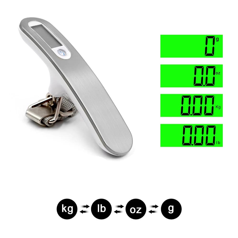 Bilancia da viaggio digitale per valigia portatile 50 kg x 10 g Bilancia per bagagli LCD Bilancia sospesa Bilanciamento del peso LCD