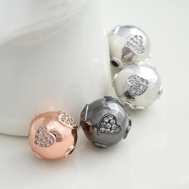 12 millimetri Cuore Rotondo Distanziatore I Branelli della Sfera per Monili Che Fanno Gli Accessori di Risultati Dei Monili Forniture FAI DA TE Donna Uomo Bracciale