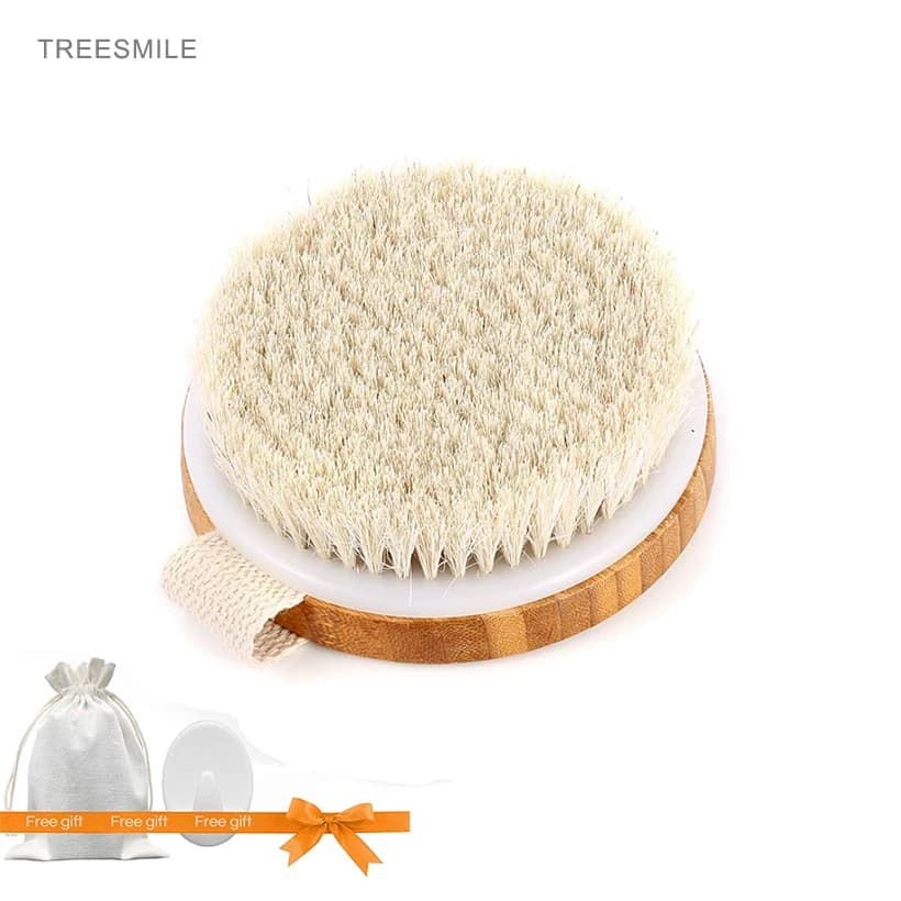 TREESMILE Hot Dry Skin Body Soft natural setola Body Bamboo Round Massage Bath Brush SPA Body Brush senza manico D40