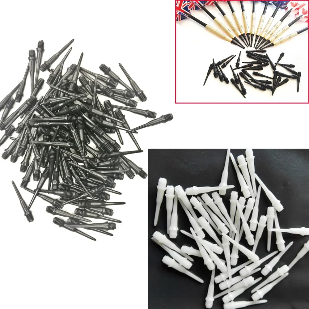 100Pcs freccette bianche nere punte morbide sostituzione punte di plastica professionali filo freccette aghi da gioco