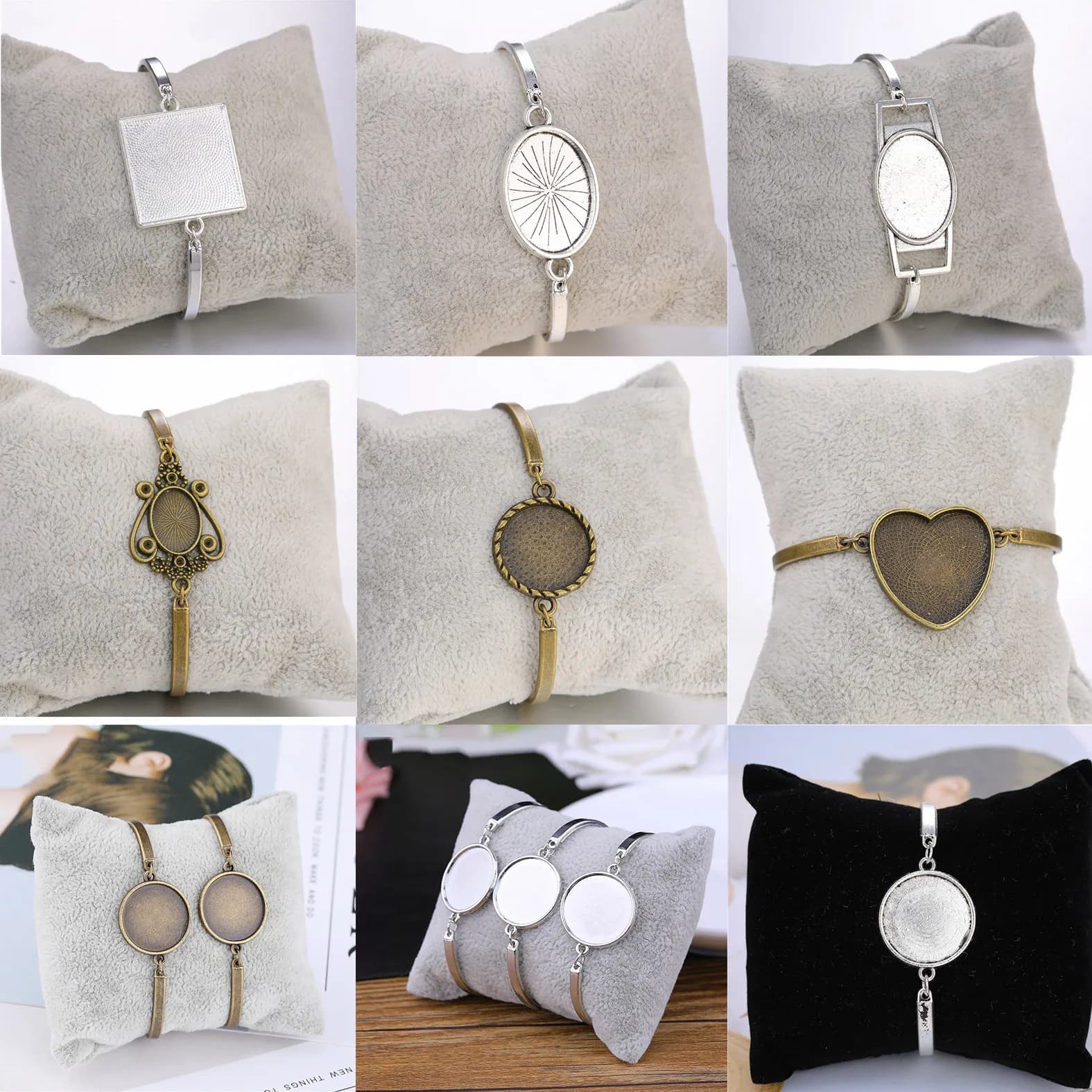 4 pz/lotto Braccialetto Cabochon Base Del Braccialetto Impostazioni Vassoi Vuoti Per Le Donne Gioielli FAI DA TE Che Fanno Risultati gioielli pulseras Artigianato