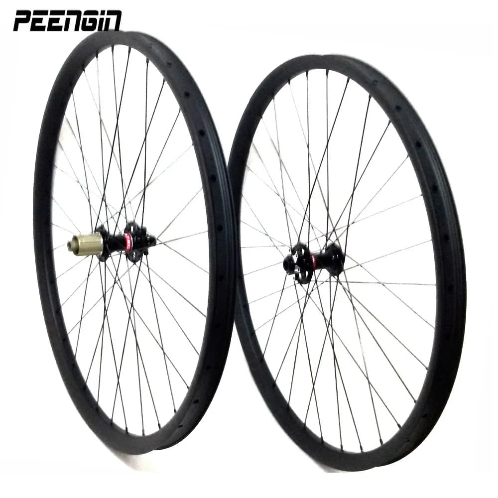 Ruota MTB 29er/27.5 pollici, cerchio largo 27mm in carbonio, per mountain bike, freno a disco, senza attacco rapido, tubeless, XC, set ruote a sgancio rapido