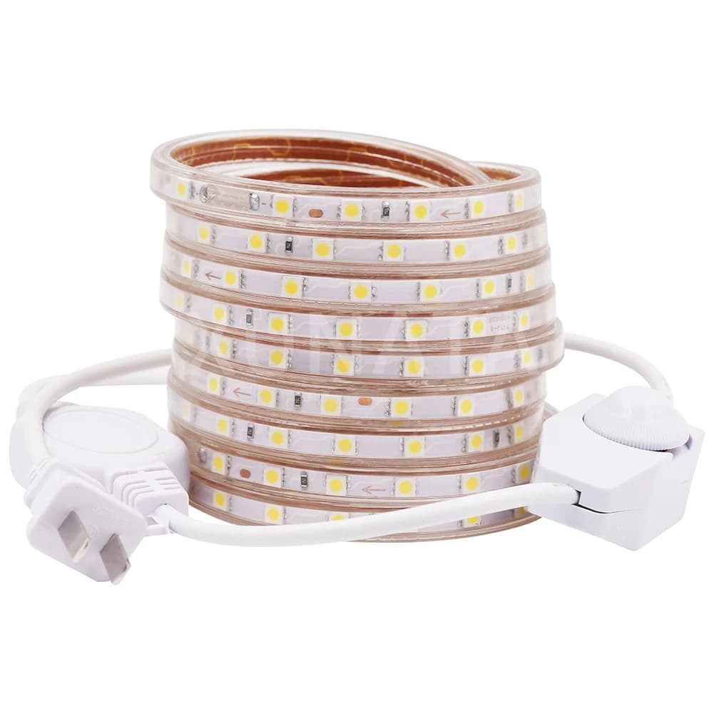 Striscia LED dimmerabile 110v 120V 5050 SMD luci LED flessibili 60LEDs/M impermeabile IP67 LED corda a nastro lampada per illuminazione esterna