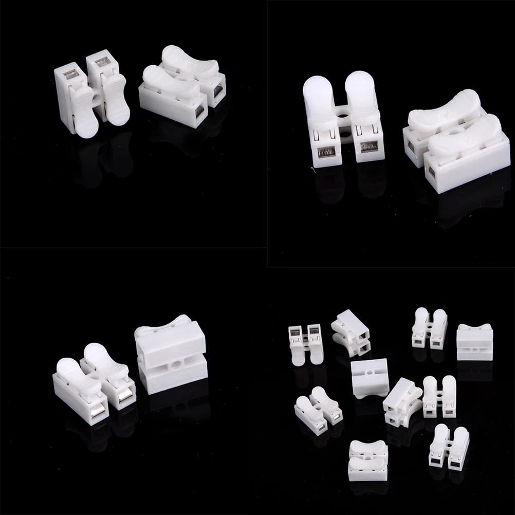 10PCS/lot 2P Spring Wire Quick Connector Splice With No Welding No Screws Cable Clamp Terminal 2 Way Easy Fit Led Strip