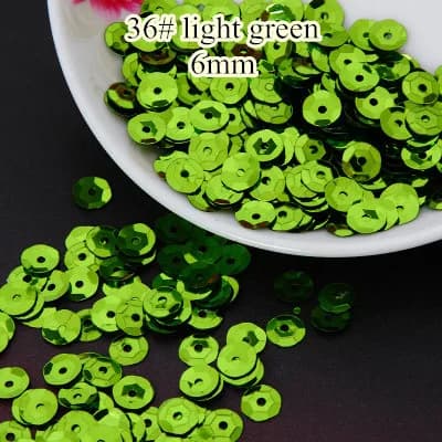 50g 6 millimetri Coppa Paillettes Paillettes Cucito Decorazione Artesanatos Acessorios 36 # Verde Chiaro