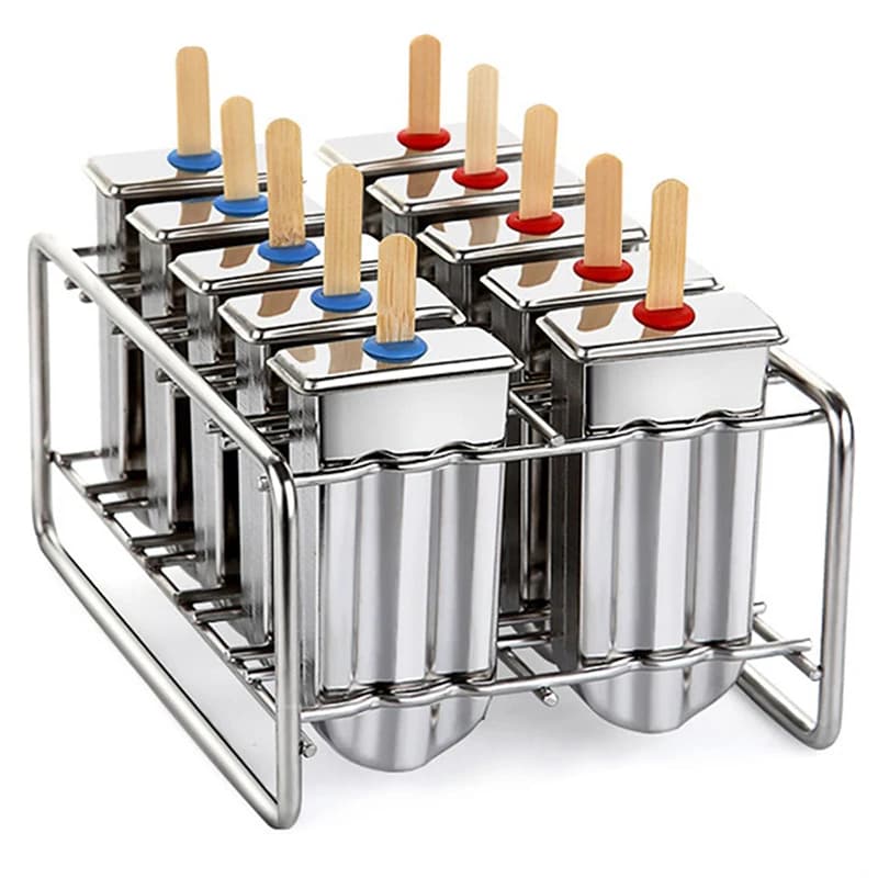 UPORS stampo per ghiaccioli stampo per gelato in acciaio inossidabile con supporto per ghiaccioli stampo per ghiaccioli stampo per ghiaccioli congelato fatto in casa