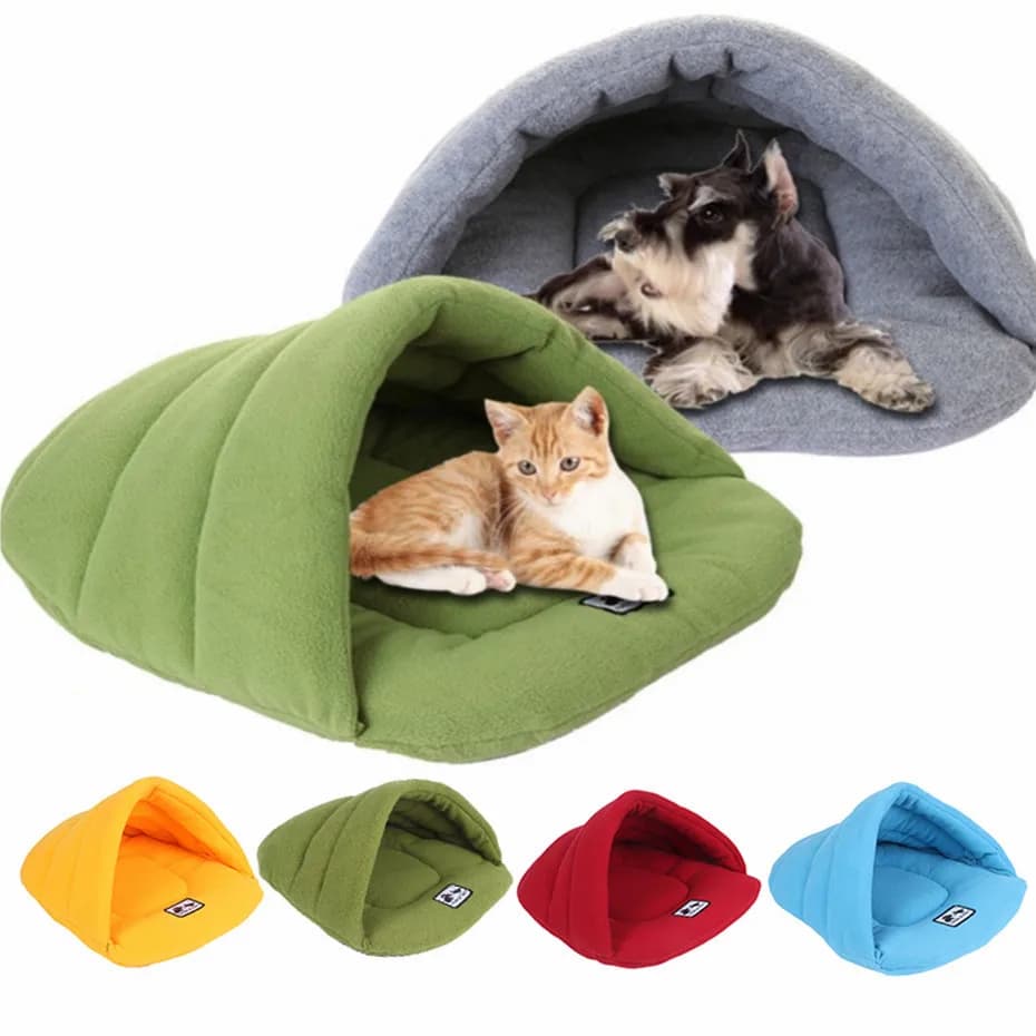 6 colors soft beds for dogs in fleece polar winter warm Pet heated little dog puppy cot house for cats sleeping crèche beds in cave