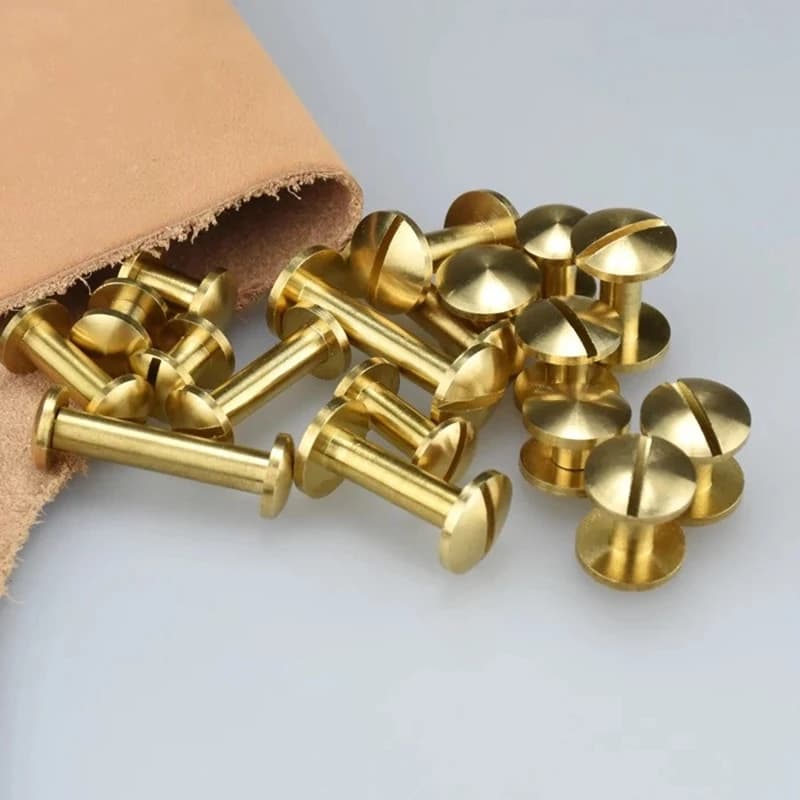 10 pz Ottone Solido Vincolante Chicago Viti Chiodo Perno Rivetti Per Album di Foto Mestiere In Pelle Borchie Cintura Portafoglio Elementi di Fissaggio 10mm cap