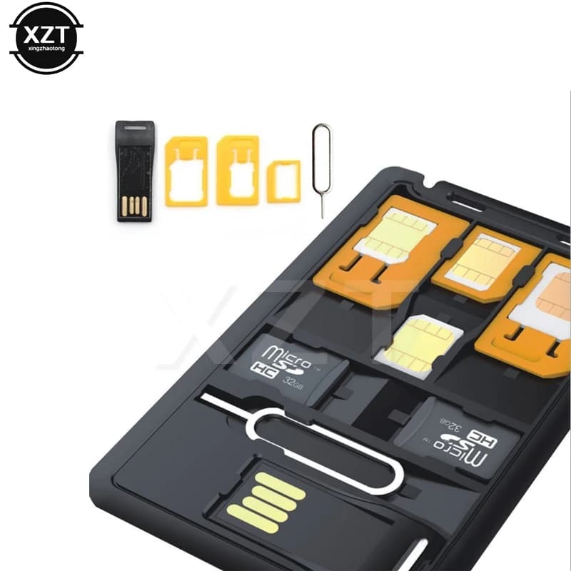 Kit custodia per adattatore mini SIM universale 5 in 1 nero per connettore coperchio lettore porta scheda di memoria scheda Nano Micro SIM