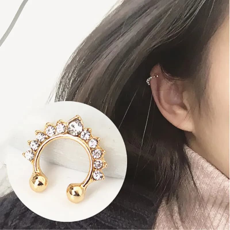 1PC Clip per naso a forma di U anelli e borchie per naso finti per le donne Non Piercing polsino per naso moda Clip per orecchio in cristallo dichiarazione gioielli per il corpo