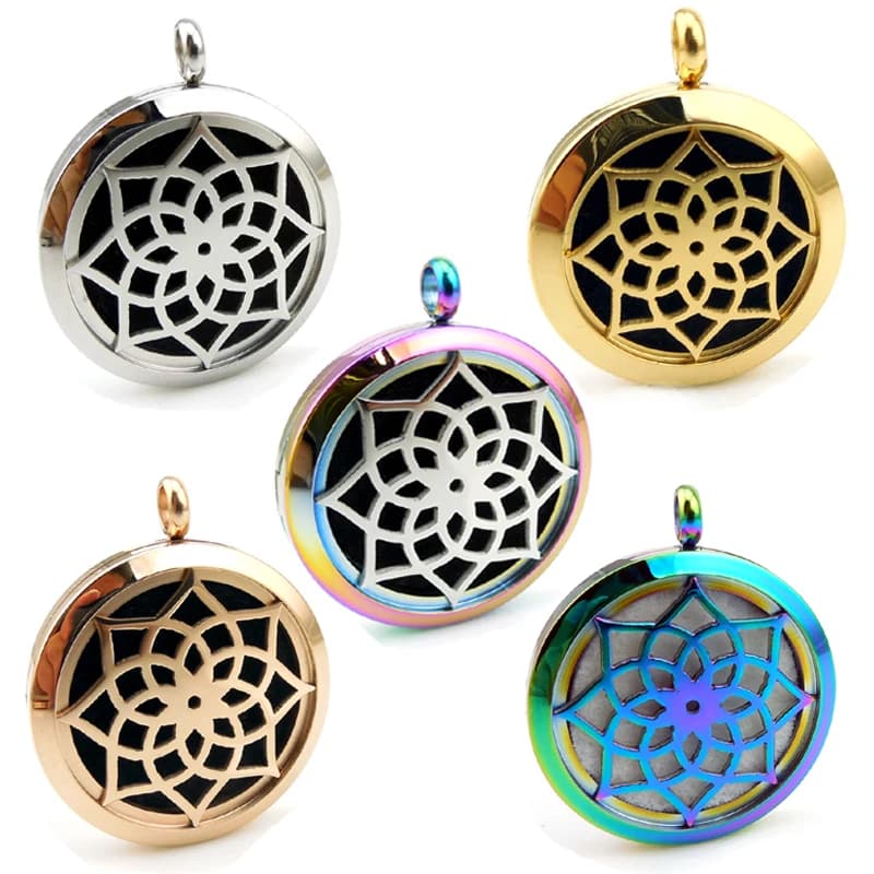 Con catena regalo Lotus 20mm 25mm 30mm in acciaio inox oli essenziali aromaterapia medaglione diffusore di profumo collana