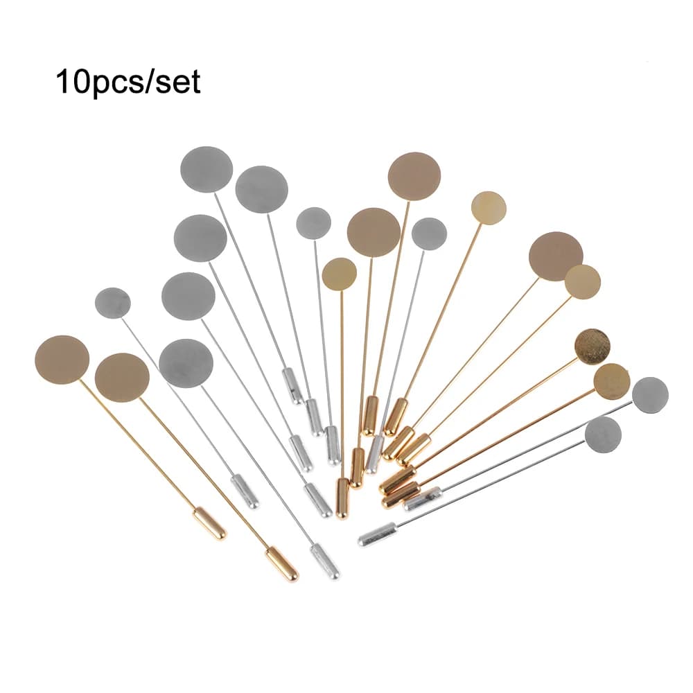 10 pz/set simulato lega di perle rame spilla lunga spille Base/vassoio fai da te bavero vestito creazione di gioielli