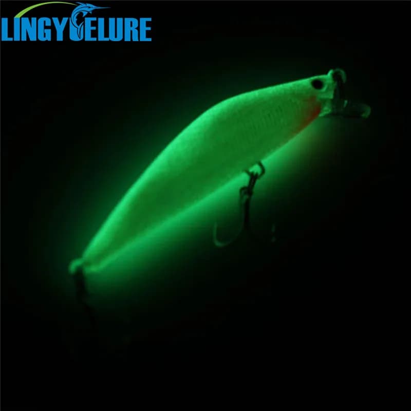 3D Minnow Night richiamo di pesca in plastica manovella esca ganci Bass Fish Crankbait Tackle Y089