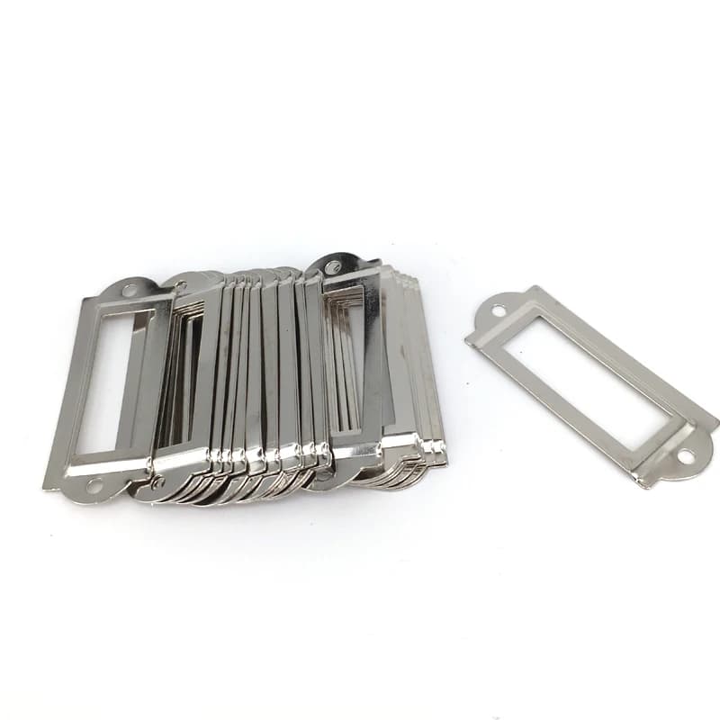 15 pz 60*24mm Argenteo Del Cassetto Del Governo Door Lab Tag Etichetta Tirare Maniglia Telaio File di Supporto di Carta di Nome
