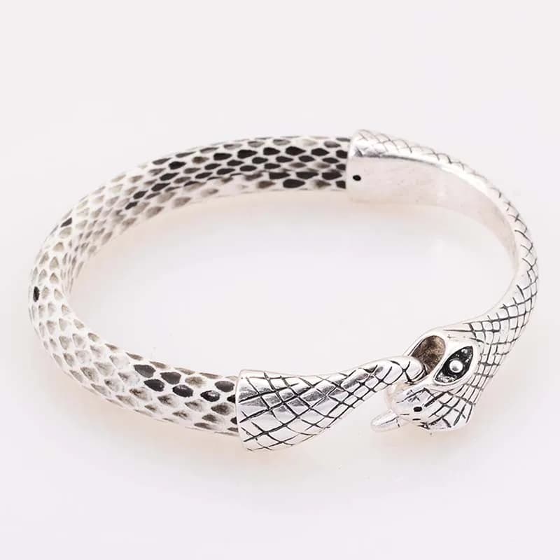Misaol Pelle di serpente con chiusura a gancio in metallo argento antico Fascino per donna Ragazza Braccialetti di moda Braccialetti Regali di gioielli