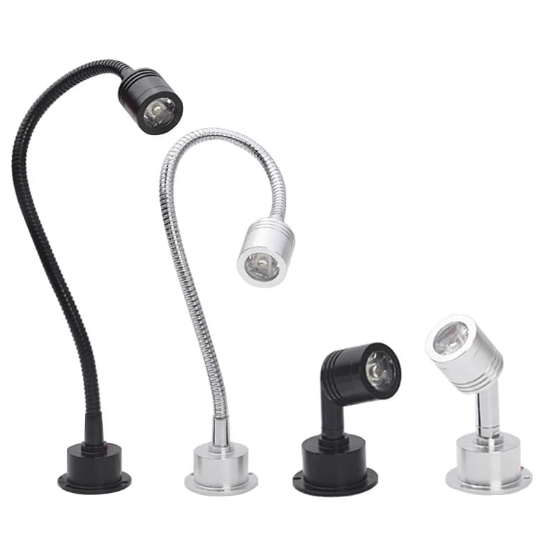 Lampada da parete a LED dimmerabile Nero Argento AC90-260V 1W 3W Lampada da comodino moderna per camera da letto Luce da parete regolabile con angolo di 360 gradi