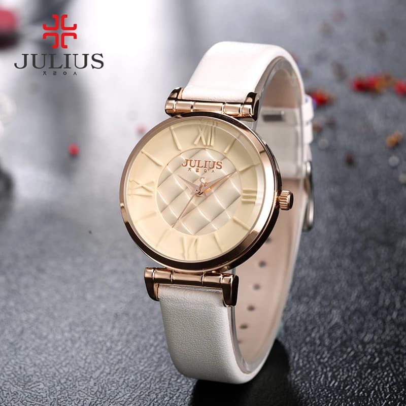 Della signora delle Donne Della Vigilanza Del Quarzo Del Giappone Ore Moda Orologio Checkboard Vestito Braccialetto di Cuoio Regalo di Compleanno della ragazza Julius No Box