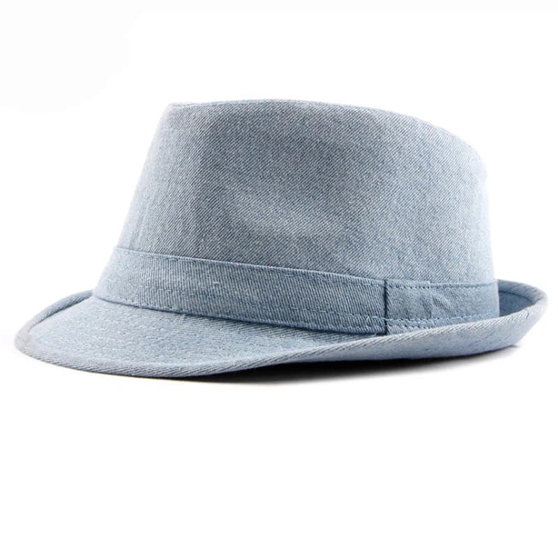 HT1749 2018 Nuova Primavera Cappello di Estate Del Cotone Denim Protezione di Jazz Uomini Donne Classic Panama Cap Derby Bowler Hat Fedora Solido pianura Cappelli Stile Fedora E Borsalino