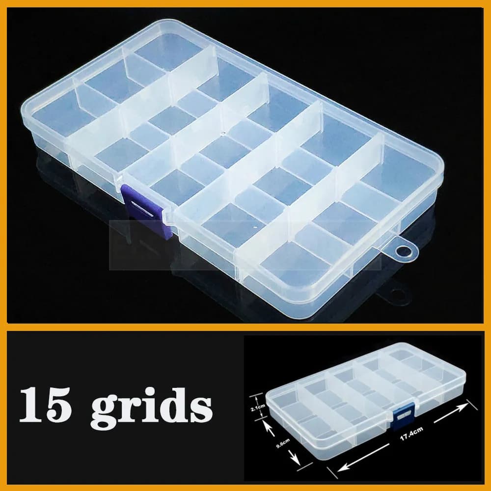 15 grids Plastic Box Practical Adjustable Compartment Container Jewelry Bead storage case Screw Holder Case Display Organizer