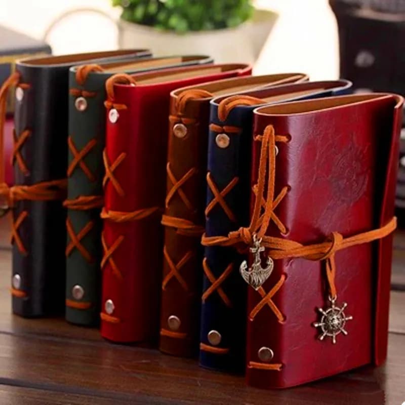 Creative Retro Spiral Journal Diary Book Notepad Vintage Pirate Replaceable Traveler PU Leather Cover Blank Kraft paper inner