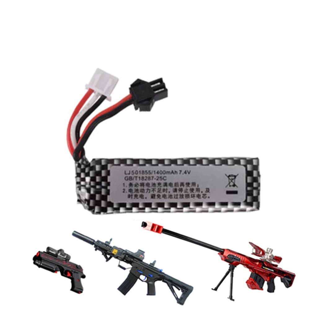 7,4 V 1400 mAh 25C 501855 Batteria Lipo per pistola ad acqua elettrica Parti giocattoli RC batteria ai polimeri di litio SM-2P