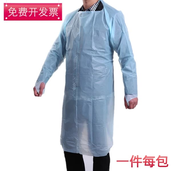 10 pezzi blu monouso per chirurgia plastica copertura protettiva CPE grembiule impermeabile a maniche lunghe alta tenuta abiti antiusura panno per abiti