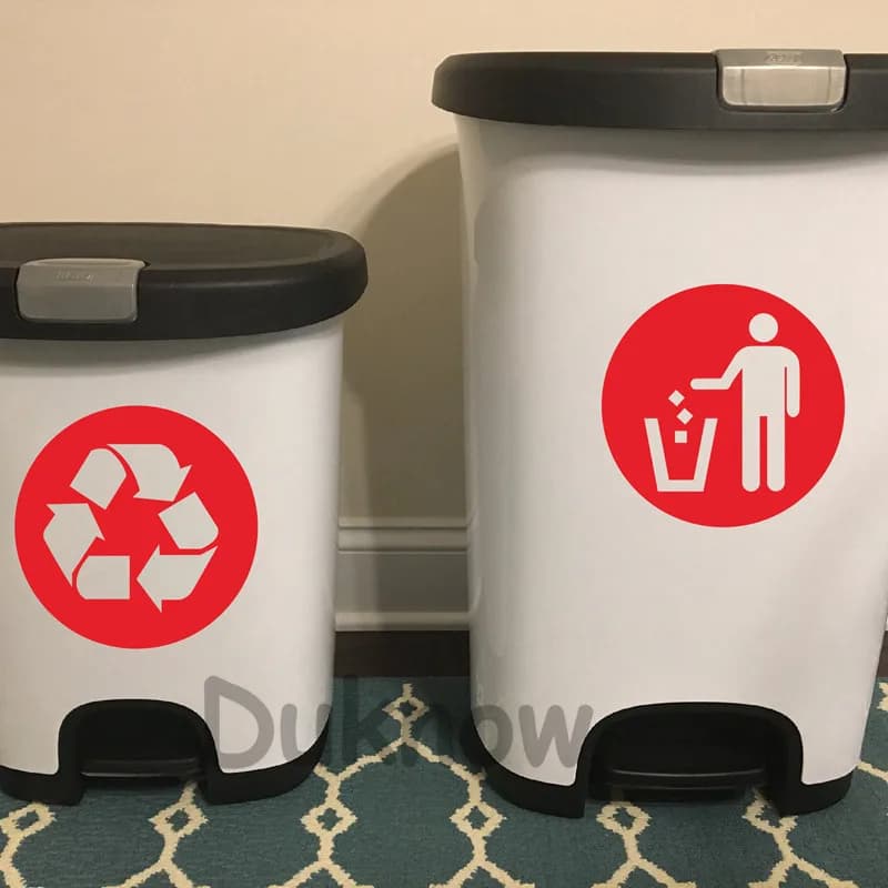 Cestino Decor Classification Sign Vinyl Art Decal Sticker , Recycle Bin e General Waste Logo Art decalcomanie decorazione della casa