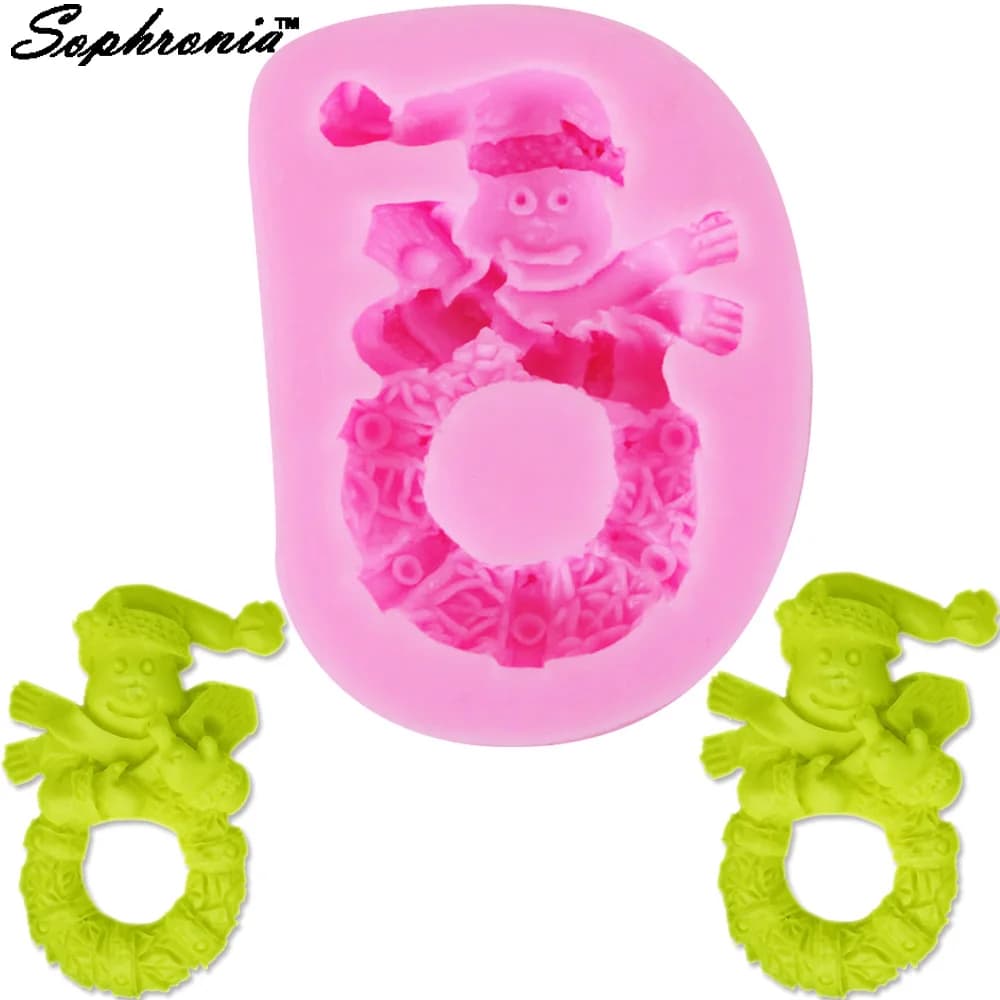 Pupazzo di neve natale Silicone cioccolato stampo 3d gelatina biscotto ghiaccio lecca-lecca gelatina zucchero cottura torta Pop stampi pasticceria Acces