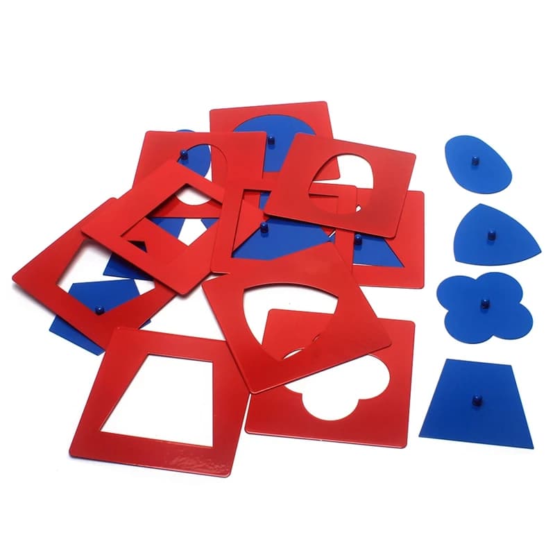 Giocattoli per bambini Materiali Montessori Set di inserti in metallo di qualità professionale/10 Forme geometriche prescolari per l'educazione della prima infanzia