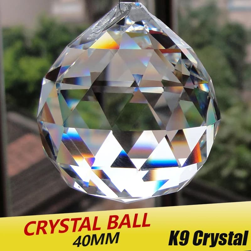 5 pz/lotto cristalli di vetro da 40mm per lampadari sfaccettati gocce di cristallo appese a sfera per parti di lampadari per la decorazione domestica