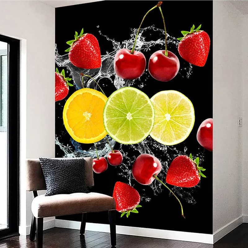 Carta da parati fotografica personalizzata frutta ciliegia fragola 3D Stereo murale ristorante cucina soggiorno ingresso carta da parati murales sfondo