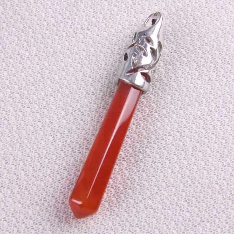 Pendolo di gioielli con ciondolo GEM con perline di agata rossa naturale 9x60MM S199