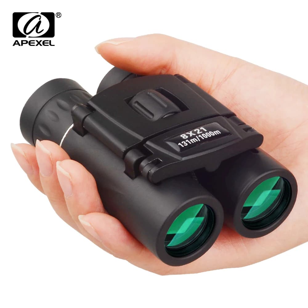 APEXEL 8x21 Compact Zoom Binocolo Long Range 3000 m Pieghevole HD Potente Mini Telescopio BAK4 FMC Ottica portata di Caccia sport