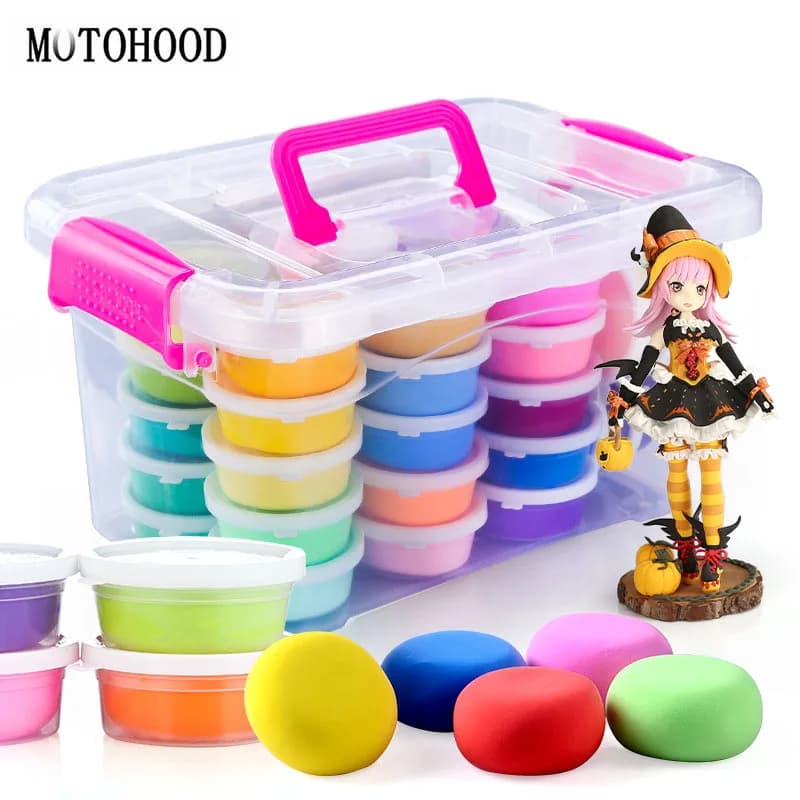 Motohood 36 colori diy luce argilla plastilina e kit di strumenti sets intelligente modellazione polymer clay slime giocattolo per i bambini regalo