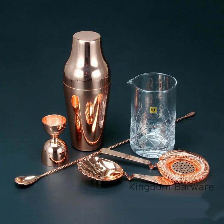 Shaker per cocktail in stile francese, set di bar per strumenti da bar, 6 pezzi, incluso bicchiere per mescolare