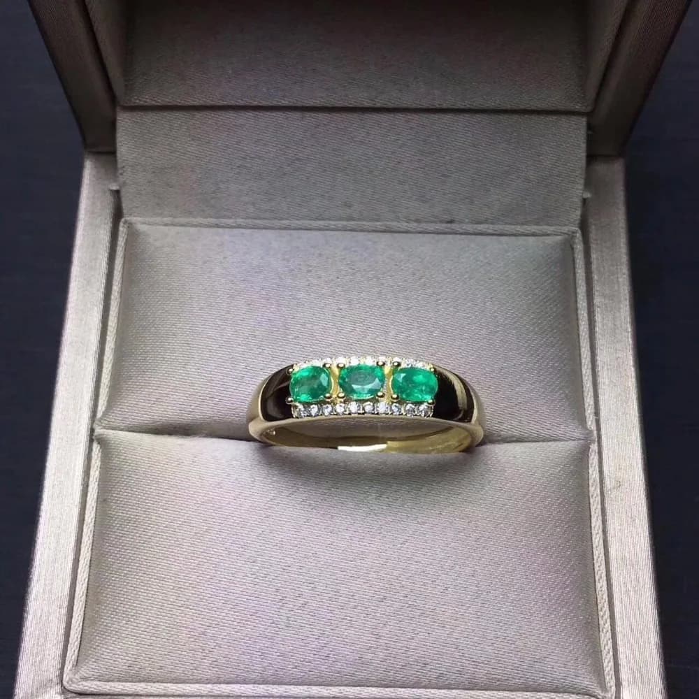 Anello con smeraldo naturale, vera pietra preziosa per le donne, compleanno, gioielleria raffinata, anello in argento 925