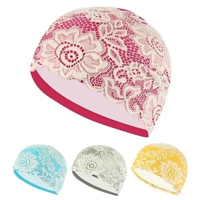 Delle donne Del Merletto Cuffia Da nuoto Swim Pool Beach Proteggere Le Orecchie Dei Capelli Impermeabile DELL'UNITÀ di elaborazione di Costume Da Bagno Cappello Per Le Ragazze Femminili Lunghi Capelli Della Signora protezione di nuotata