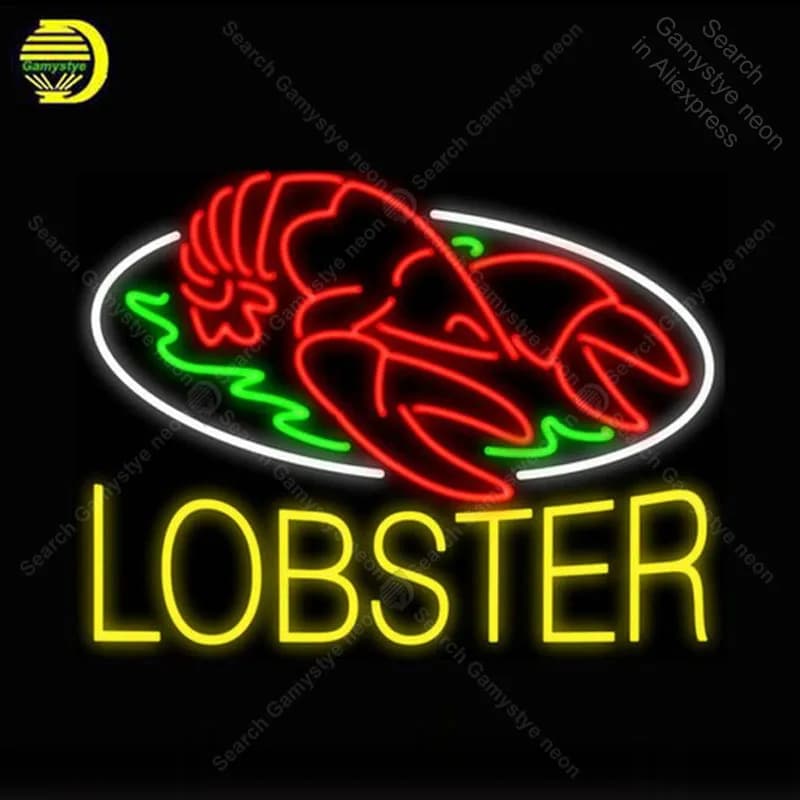 Insegna al neon per aragosta Cibo di mare fresco Lampadina al neon Display Birra Bar Illumina Ristorante Accessori Camera Lampada insegna al neon personalizzata