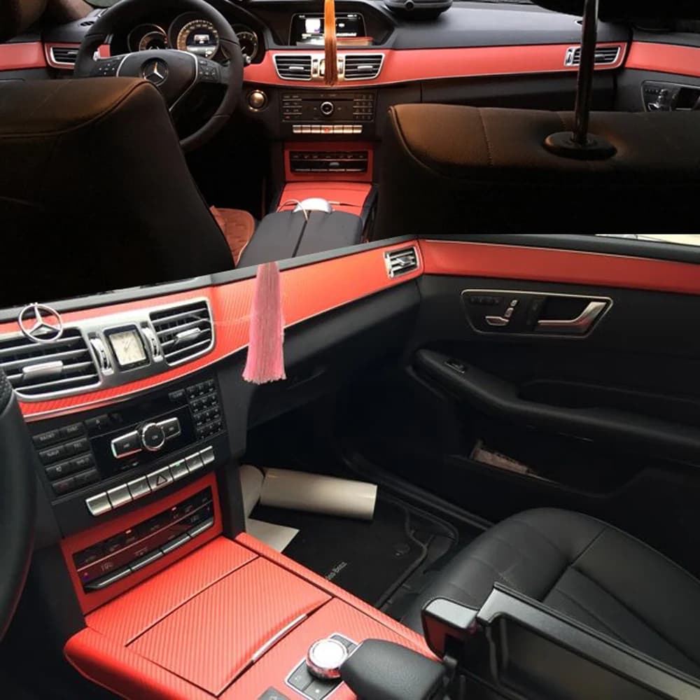 For Mercedes E Class W212 Interior Central Control Panel Door Handle 5DCarbon Fiber Stickers Decals Car styling Accessorie