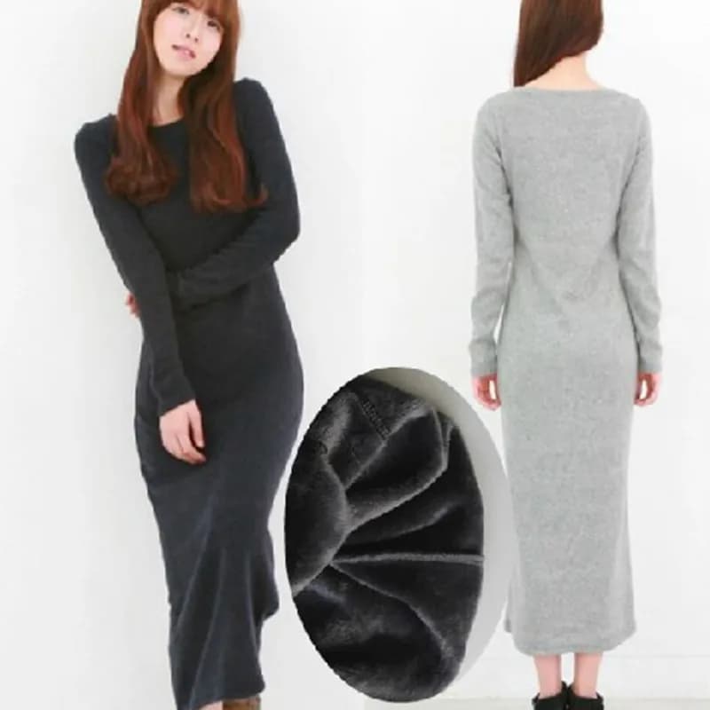 TIYIHAILEY Abito lungo a maniche lunghe termico spesso invernale con scollo a O S-10XL Felpe con cappuccio in pile elasticizzato personalizzato Nero Grigio
