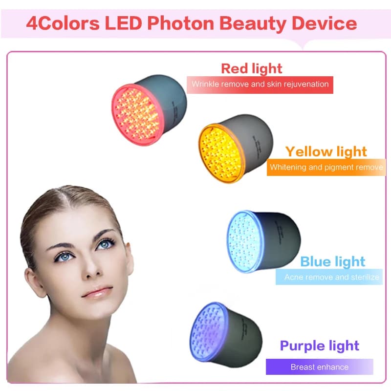 4 colors Photon LED Skin rejuvenation Red Blue Yellow Light Skin care Tighte IPL Acne Device for collagen whitening therapy for face